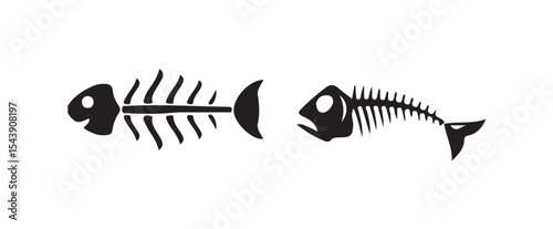 Illustration of a fish icon. Fish Bone Illustration Vector Clip Art Collection Design with White Background. vector illustration eps 10.