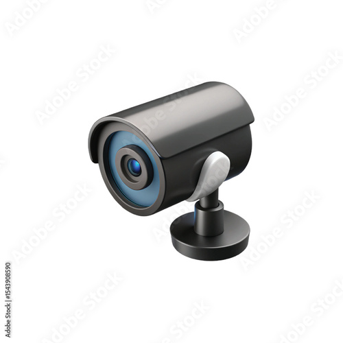 White background security camera with digital surveillance lens for protection