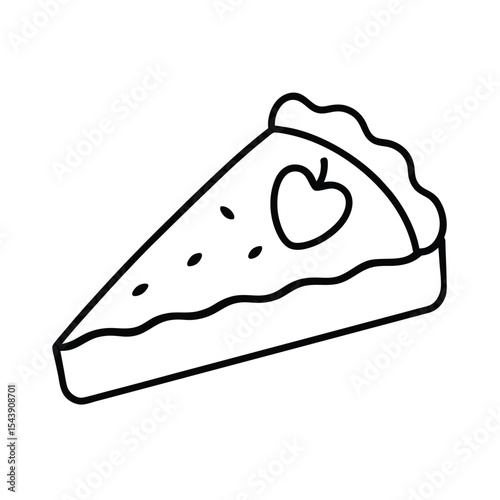 Apple pie slice with rich crust texture drawn in smooth line artwork style Vector illustration