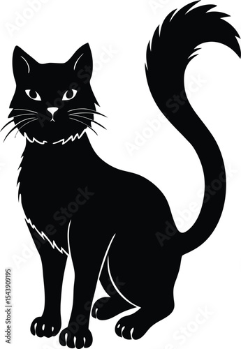 Elegant partial cat silhouette tail and paws design