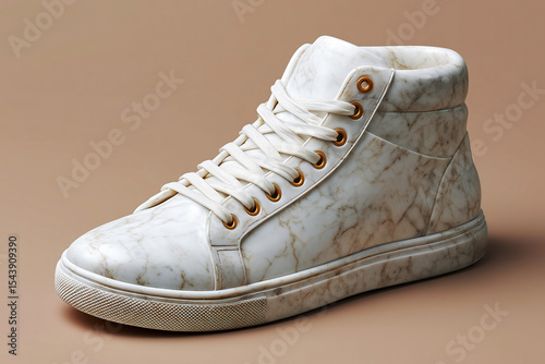 Stylish sneaker made with a marble effect. Elegance and exclusivity of shoes. Modern urban style.