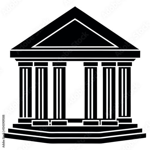 Classical temple icon black silhouette isolated on white background