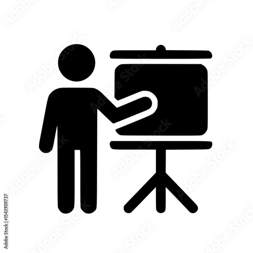 Minimalist Stickman Showing Presentation Silhouette – Black SVG Clipart Icon