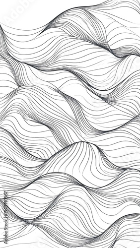 Abstract Wave Line Art Pattern.