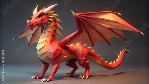 Red Dragon Low-Poly Model