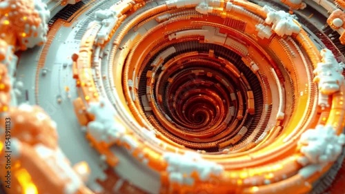 Abstract colorful background with red and yellow spiral circles, 4k unique Abstract video