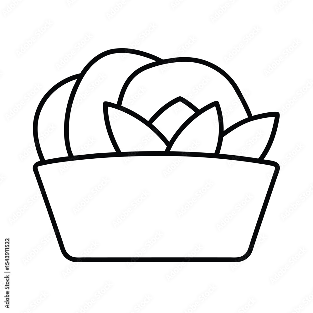 Fotografie Bread basket with napkin represented in graceful thin continuous lines Vector il