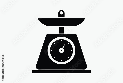 kitchen scale icon, cooking tool silhouette, black and white vector