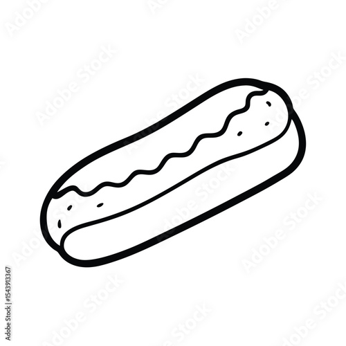 Cream filled Ã©clair with glazed top depicted in elegant flowing line art Vector illustration