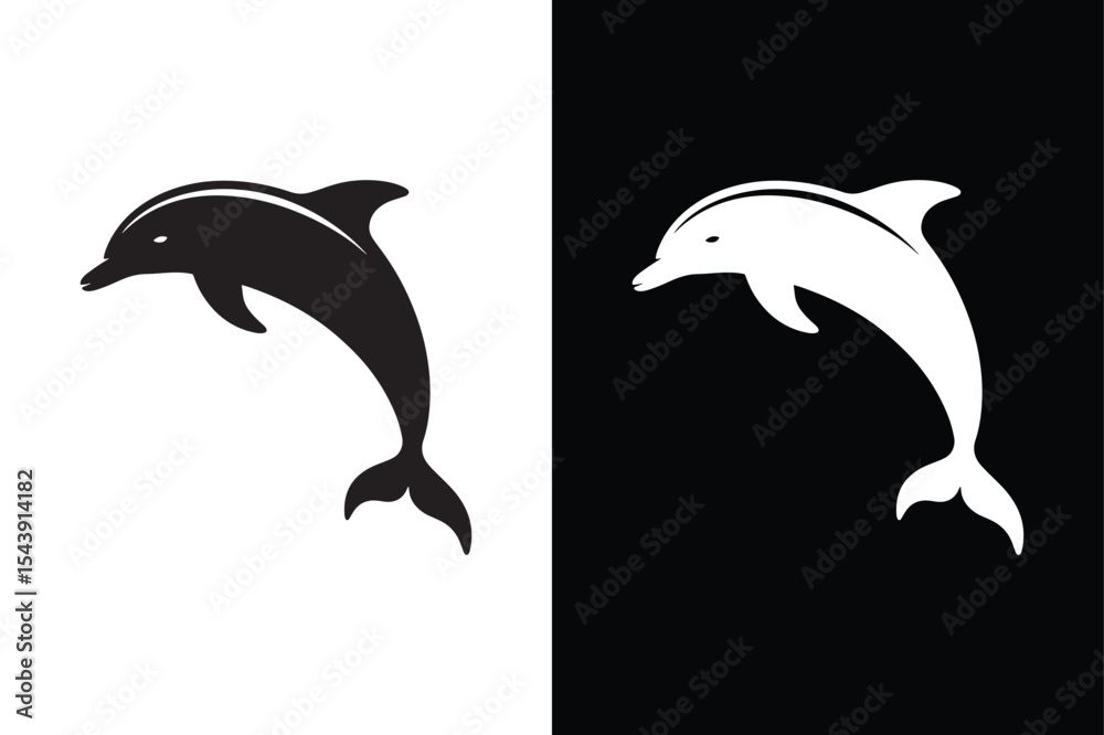 Fototapeta premium Dolphin icon vector illustration on White Background Vector Art Illustration on white background.