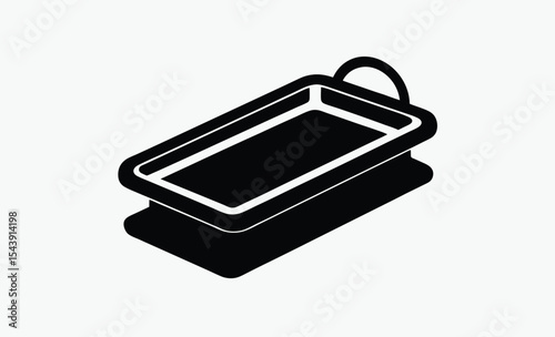 baking tray silhouette, kitchenware vector art, black and white icon, flat oven tray illustration