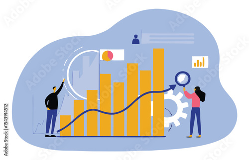 Data Analytics and Market Research Concept with Magnifying Glass and Business Charts – Financial Report Analysis, Performance Metrics, and Insight Visualization.