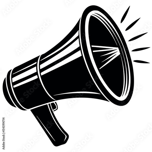 Black megaphone icon isolated on white background