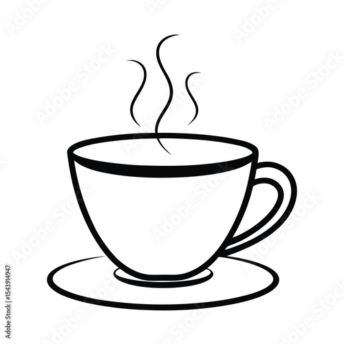 Espresso demitasse cup illustrated in artistic flowing single line style Vector illustration