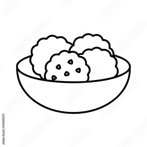 Falafel balls in pita bread shown in uncluttered minimal outline artwork Vector illustration