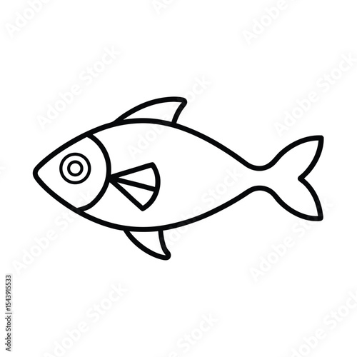 Fish fillet with lemon slice drawn in tasteful simplified line design Vector illustration