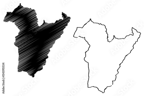 Bie Province (Provinces of Angola, Republic of Angola) map vector illustration, scribble sketch Bie map