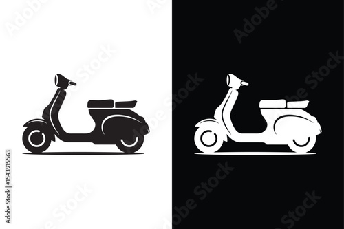 Scooter silhouette vector art icon silhouette vector illustration white background.