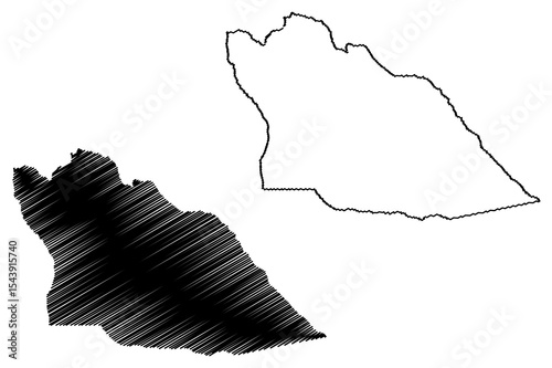 Cuando Cubango Province (Provinces of Angola, Republic of Angola) map vector illustration, scribble sketch Cuando Cubango map