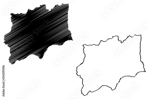 Huila Province (Provinces of Angola, Republic of Angola) map vector illustration, scribble sketch Huila map
