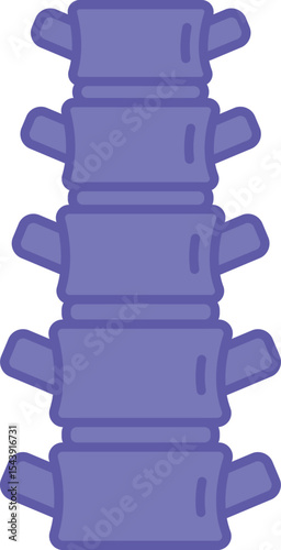 Colored Spine Icons. Vector Illustration. The Spinal Column is Formed By A Chain Of Bones Running Along The Back. Human Body Part. Concept Anatomy