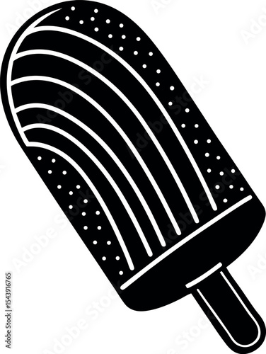 Popsicle With Rainbow Colors Vector Silhouette On White Background