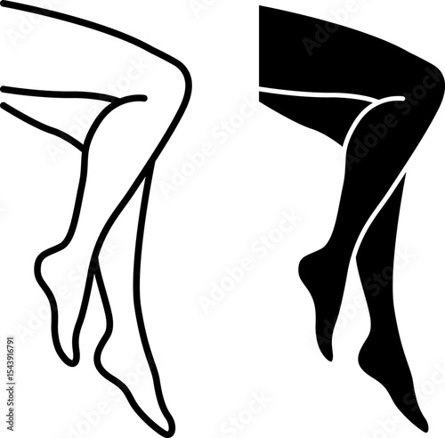 Legs Icons. Black and White Vector Illustration. Human Lower Limbs, Toes, Foot. Human Body Part. Concept Anatomy