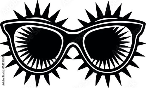 Sun Reflection In Sunglasses Vector Silhouette On White Background