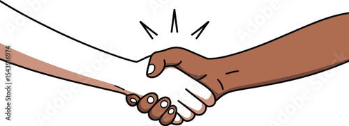 Illustration of a handshake between two people with different skin tones