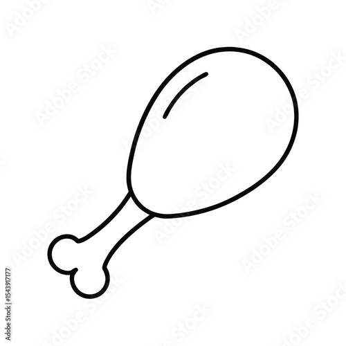 Grilled chicken drumstick described in bold confident outline drawing Vector illustration