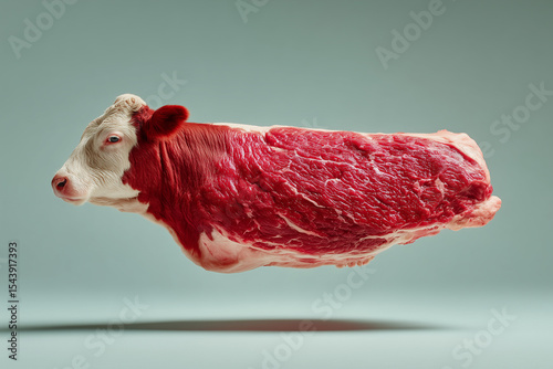 Conceptual Cow: A cow meat in form of cow. photo
