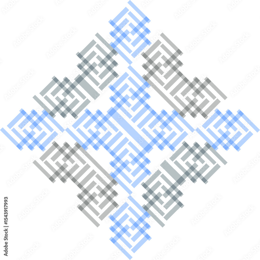 Obraz premium blue and gray diamond ornament, blue simple logo square complicate design in Chinese Japanese style 