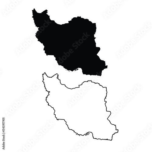 Iran Map Vector – Editable Country Silhouette and Outline Template for Geography, Travel, and Education