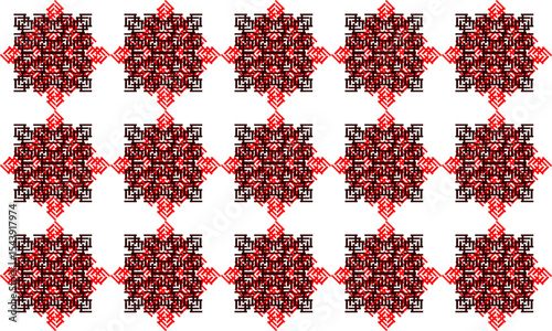 Abstract Seamless geometric pattern with red and black stars background, repeat star pattern design for fabric printing, star patter