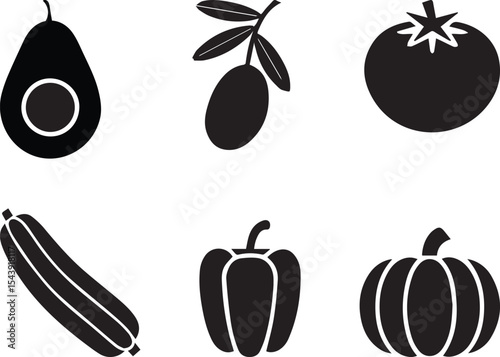 Fresh Produce Collection: Minimalist Avocados, Olives, Tomatoes, and More