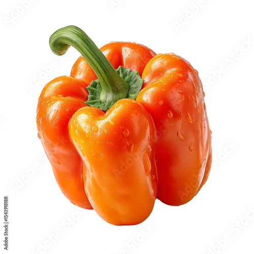 Fresh orange bell pepper vegetable food ingredient cooking background isolated on transparent background