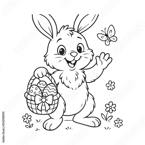 Adorable easter bunny coloring page for kids