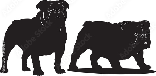 Standing bulldog silhouette vector illustration
