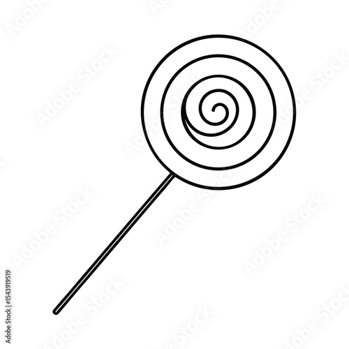 Lollipop with spiral pattern illustrated in bold black linear outline Vector illustration