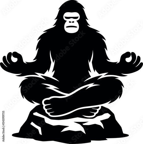 Meditating Gorilla in Lotus Position