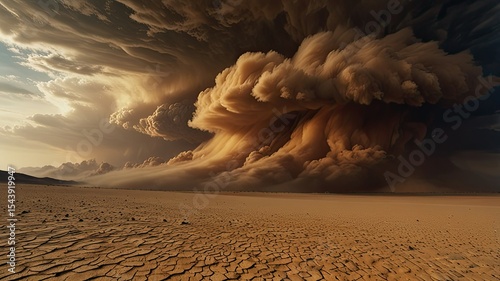 Dramatic sunset in the desert of Dubai, United Arab Emirates