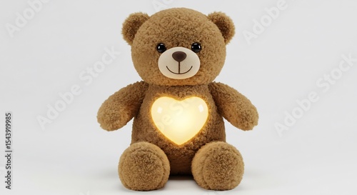 Kuscheliger Teddybar strahlt warmes Licht Herz aus. AI Generated