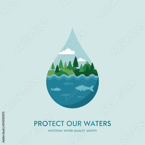 Protect Our Waters Poster in Vibrant Style Highlighting Environmental Conservation