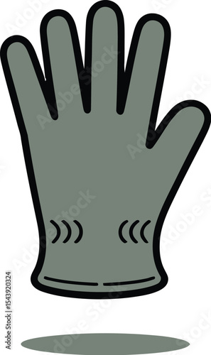 Isolated gray glove with fingers outstretched on a white background image