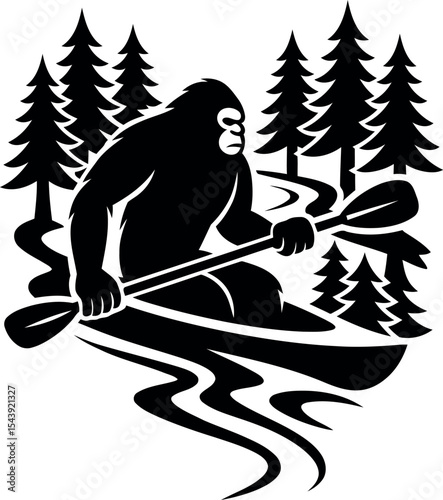 Bigfoot Paddling Kayak in the Forest