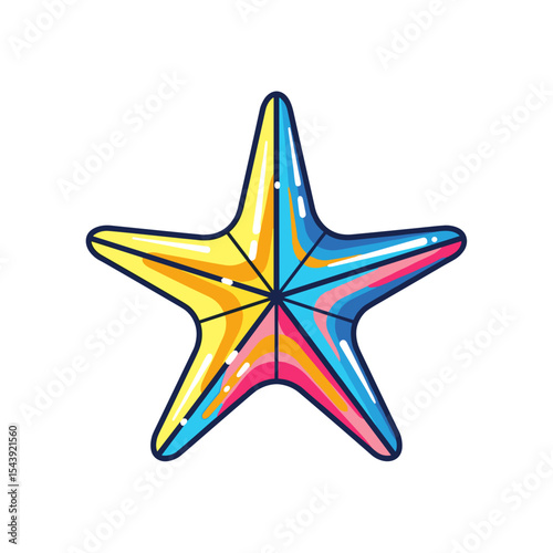 Colorful starfish illustration in vibrant tones for aquatic themes  