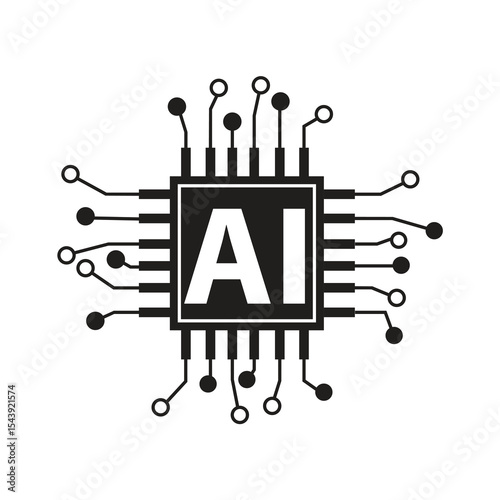 Artificial intelligence AI pictogram, vector illustration