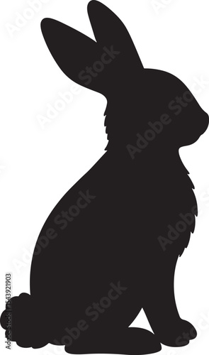 Funny rabbit cartoon pose silhouette vector illustration