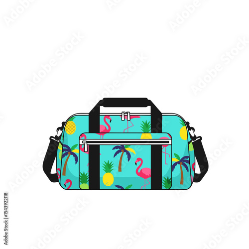 Colorful duffel bag with flamingo and pineapple pattern  