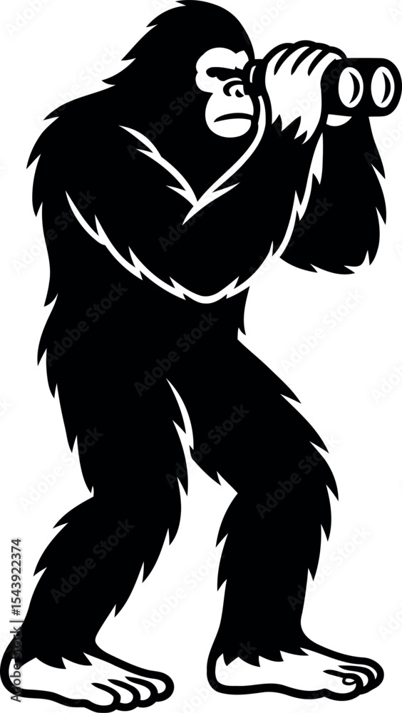 Fototapeta premium Bigfoot with binoculars scouting the area.eps